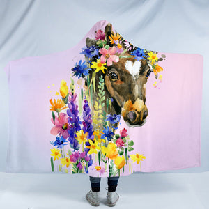 Floral Horse SW1301 Hooded Blanket