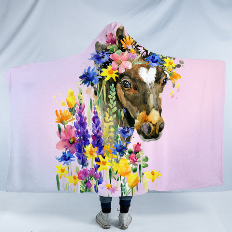 Image of Floral Horse SW1301 Hooded Blanket