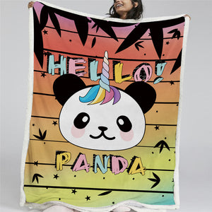 Hello Panda Sherpa Fleece Blanket - Beddingify