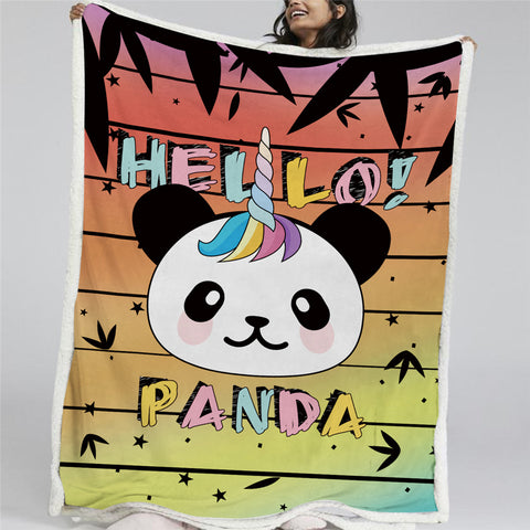 Image of Hello Panda Sherpa Fleece Blanket - Beddingify