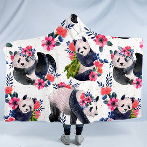 Floral Pandas SW0059 Hooded Blanket