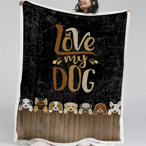 Image of Love My Dogs Sherpa Fleece Blanket - Beddingify