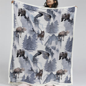 Winter Animal Sherpa Fleece Blanket - Beddingify