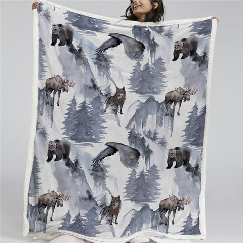 Image of Winter Animal Sherpa Fleece Blanket - Beddingify