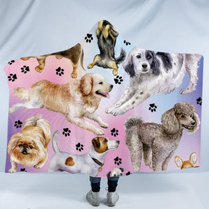 Puppies Paw Patterns SW0005 Hooded Blanket