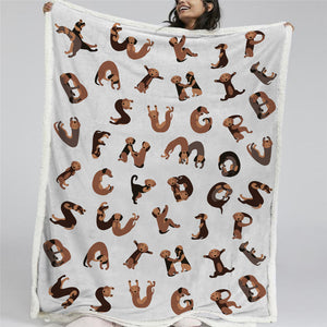 Alphabet Dog Sherpa Fleece Blanket - Beddingify