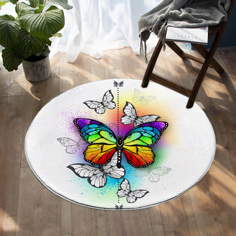Image of Rainbow Butterfly SW1116 Round Rug