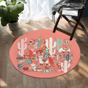 Cacti & Llamas SW0521 Round Rug