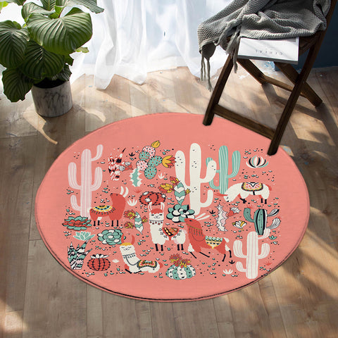 Image of Cacti & Llamas SW0521 Round Rug