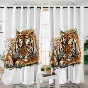 Color Spray Tiger 2 Panel Curtains