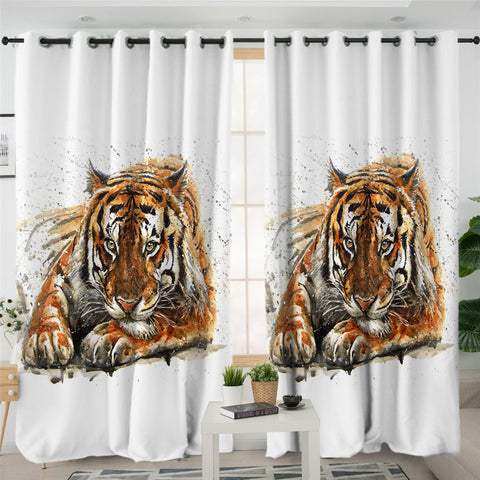 Image of Color Spray Tiger 2 Panel Curtains