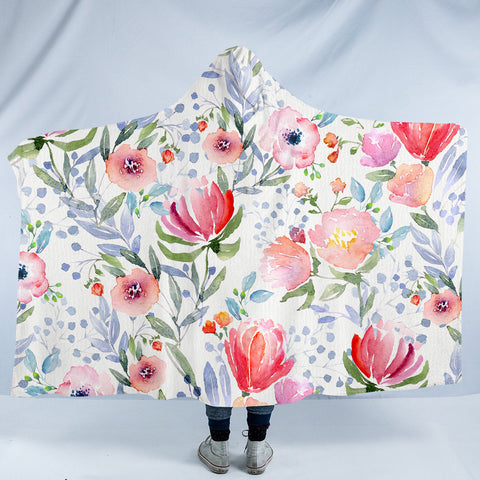 Image of Flower Patterns SW0990 Hooded Blanket