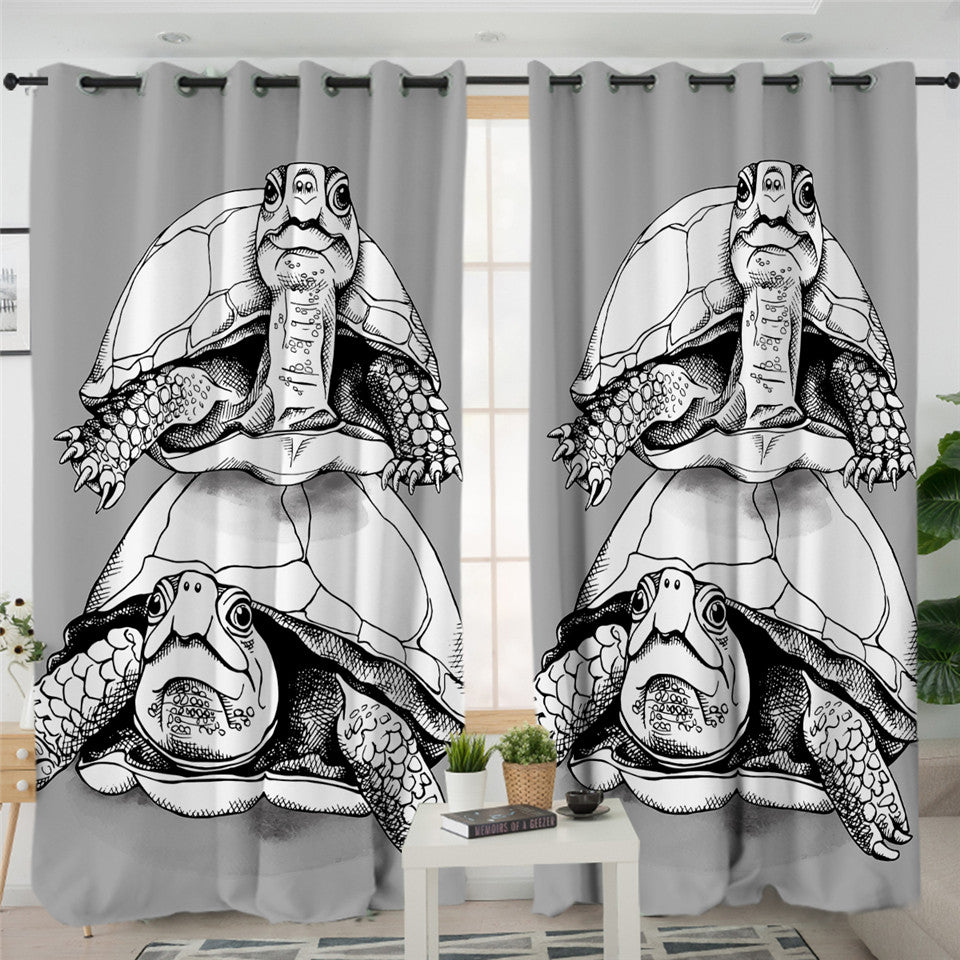3D Turtle 2 Panel Curtains