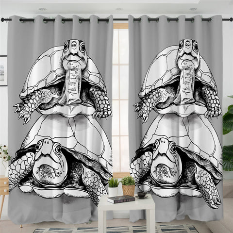 Image of 3D Turtle 2 Panel Curtains