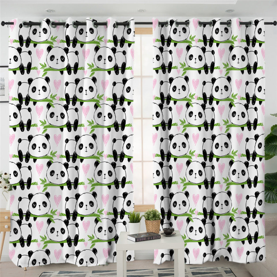 A Bamboo Of Pandas 2 Panel Curtains