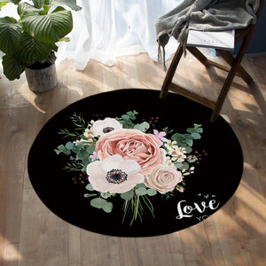 Embroidered Roses SW0299 Round Rug