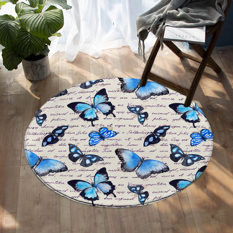 Image of Blue Monarch Letter SW0989 Round Rug