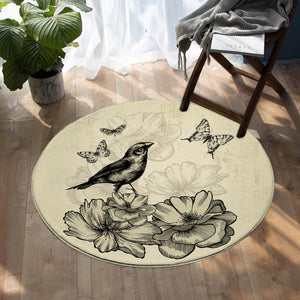 Sparrow & Butterflies SW1155 Round Rug