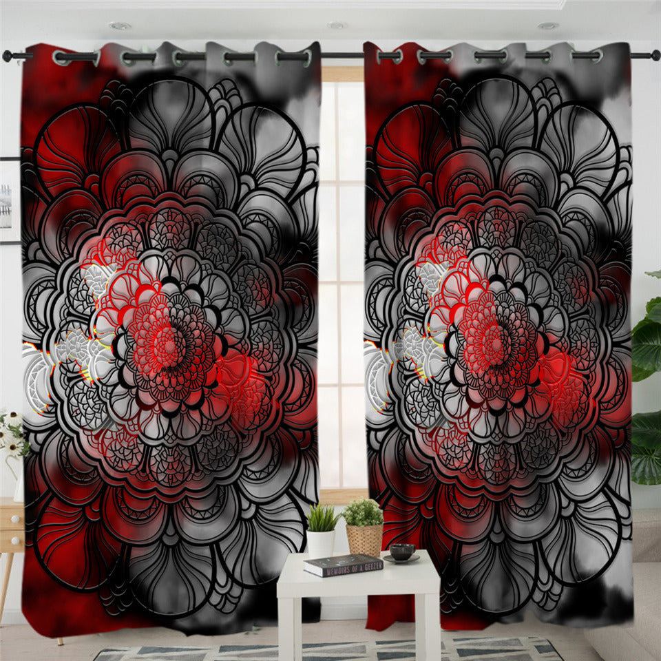 Black Red Mandala SWCG2379 2 Panel Curtains