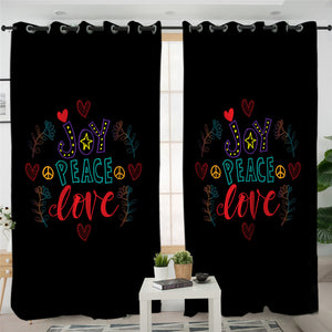 Joy Peace Love 2 Panel Curtains