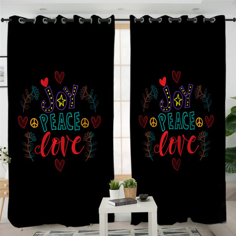 Image of Joy Peace Love 2 Panel Curtains