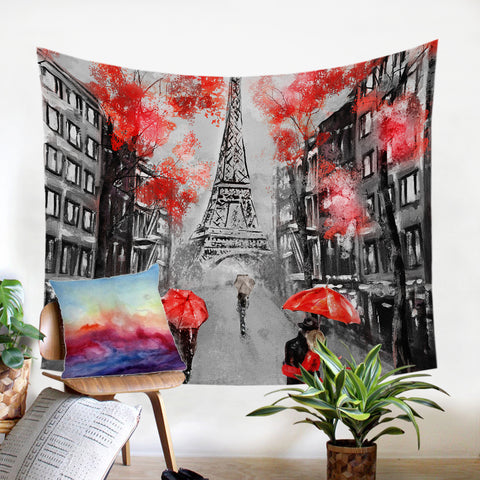 Image of Rainy Paris SW1389 Tapestry