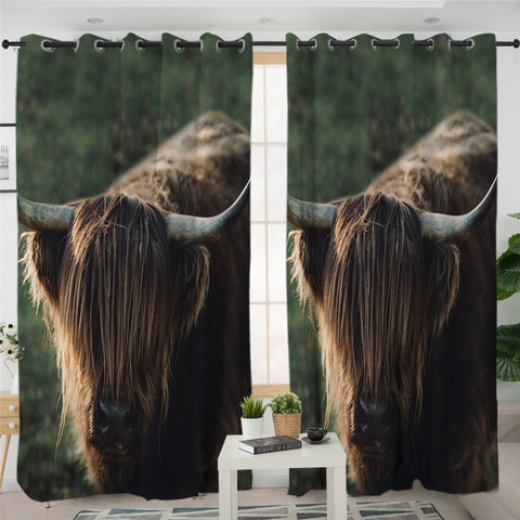 Image of Wild Cow 2 Panel Curtains