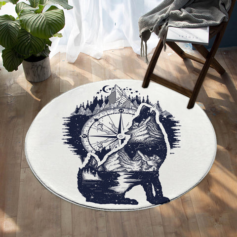 Image of Compass Wolf SW0041 Round Rug