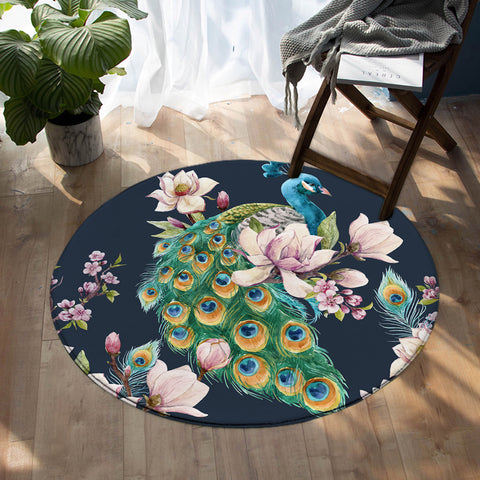 Image of Gorgeous Peacock SW0884 Round Rug