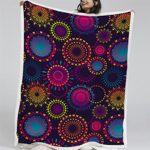 Image of Mandala Circles Sherpa Fleece Blanket - Beddingify