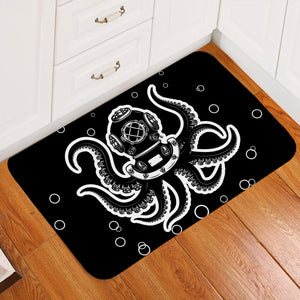 Diving Octopus Black Door Mat