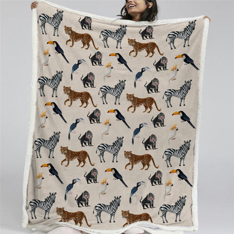 Image of Wild Animal Pattern Sherpa Fleece Blanket - Beddingify