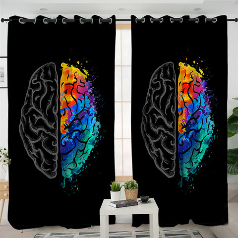 Image of Brain Contrast Black 2 Panel Curtains