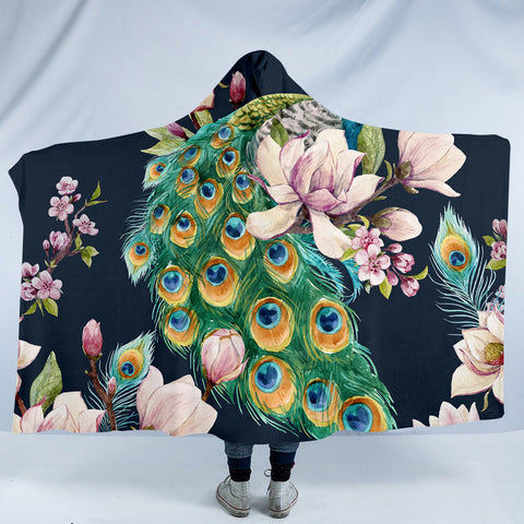 Image of Lotus Peacock SW0884 Hooded Blanket