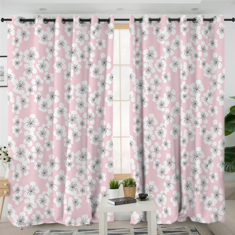 Image of White Apricot Pastel 2 Panel Curtains