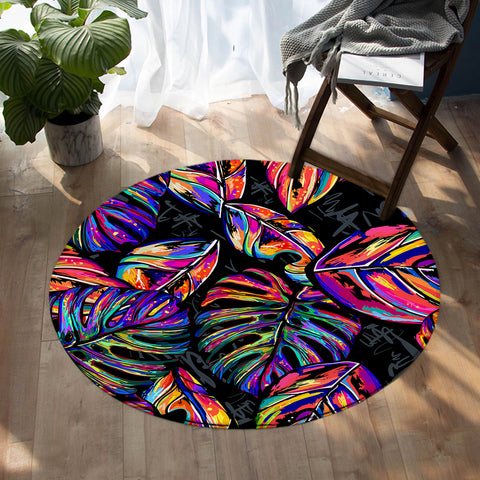 Image of Multicolored Leaves SW0504 Round Rug