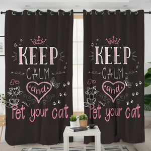 Keep Calm & Pet Your Cat 2 Panel Curtains
