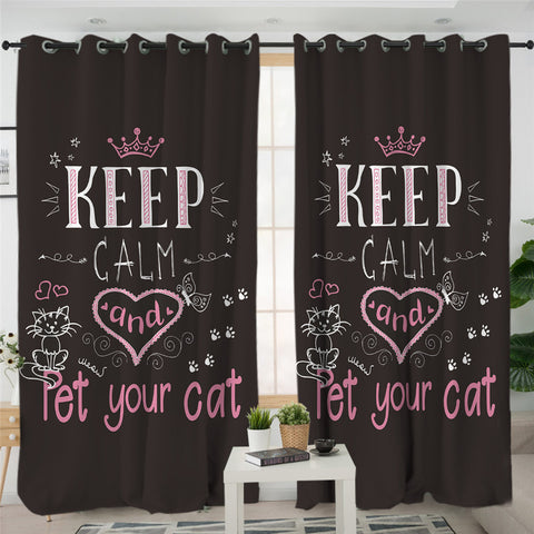 Image of Keep Calm & Pet Your Cat 2 Panel Curtains