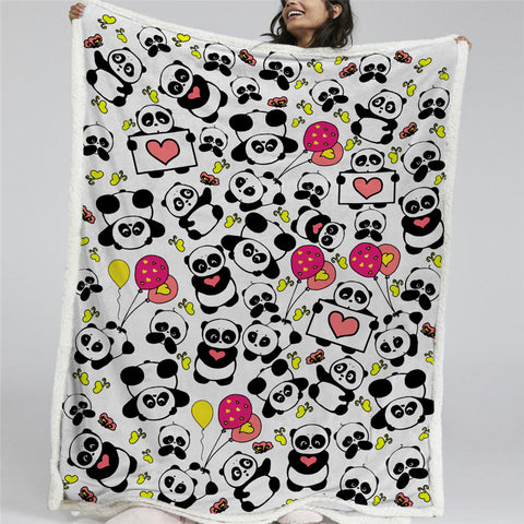 Image of Children Panda Sherpa Fleece Blanket - Beddingify