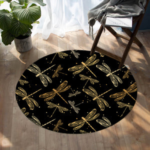 Golden Butterflies SW1006 Round Rug