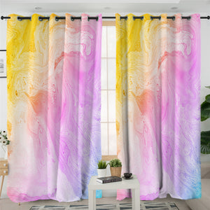 Pastel Marble Themed 2 Panel Curtains