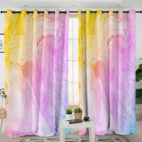 Image of Pastel Marble Themed 2 Panel Curtains