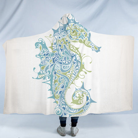 Image of Stylized Seahorse SW0079 Hooded Blanket