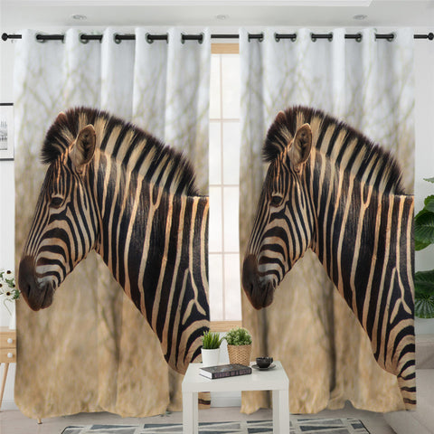 Image of Wild Zebra Themed 2 Panel Curtains