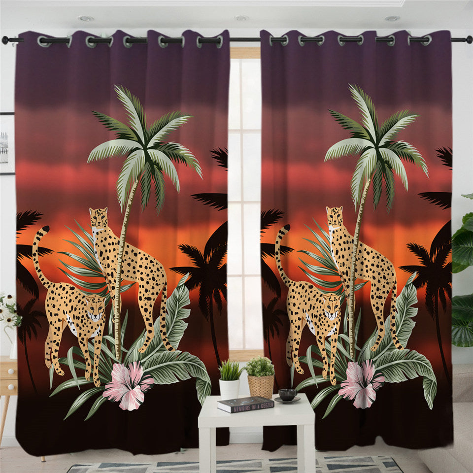 Palm Leaf Cheetah 2 Panel Curtains
