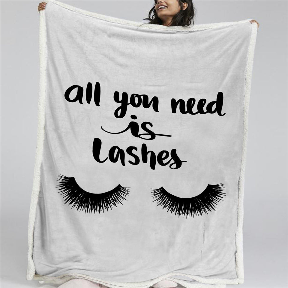 All You Need Is Lashes Sherpa Fleece Blanket - Beddingify