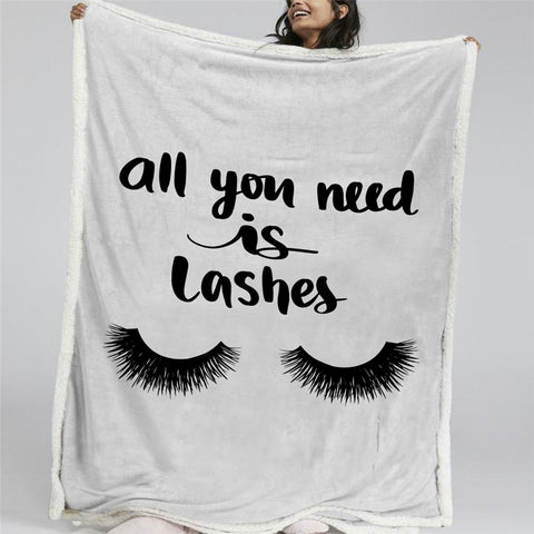 Image of All You Need Is Lashes Sherpa Fleece Blanket - Beddingify