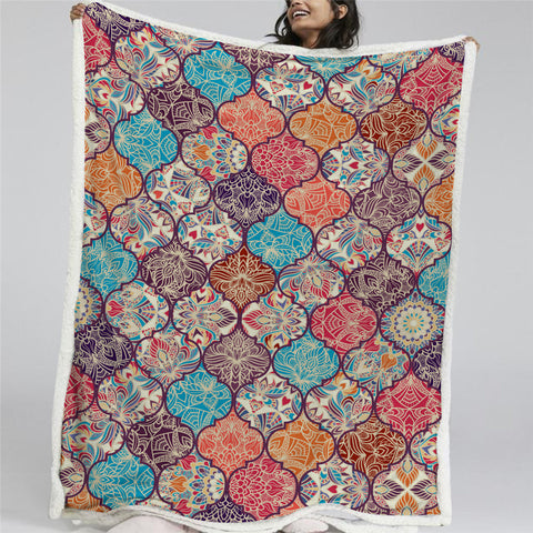 Image of Indian Mandala Sherpa Fleece Blanket - Beddingify