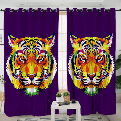Image of Stylized Tiger Purple 2 Panel Curtains