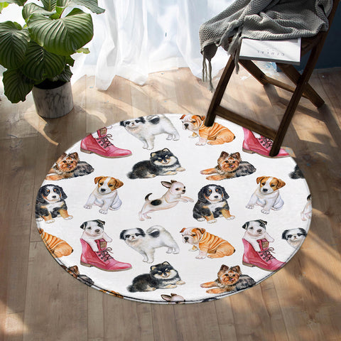Image of Cute Pups SW0043 Round Rug